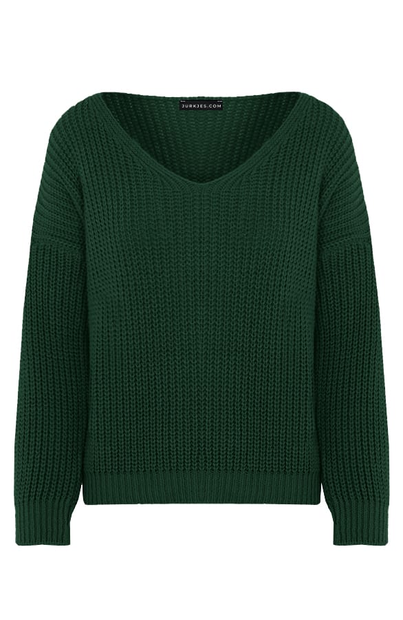 V-hals trui Gebreid Dora Smaragd – shoparchief