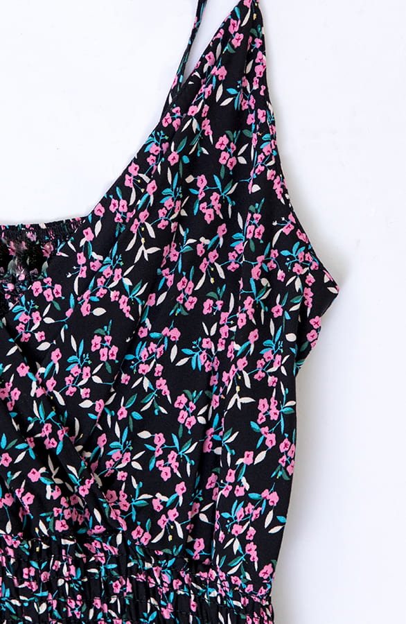 Bloemen Spaghetti Jurk Jacky Kort Blauw Roze – shoparchief — foto 2