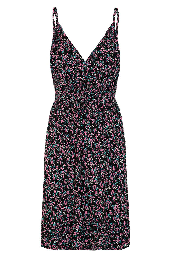 Bloemen Spaghetti Jurk Jacky Kort Blauw Roze – shoparchief
