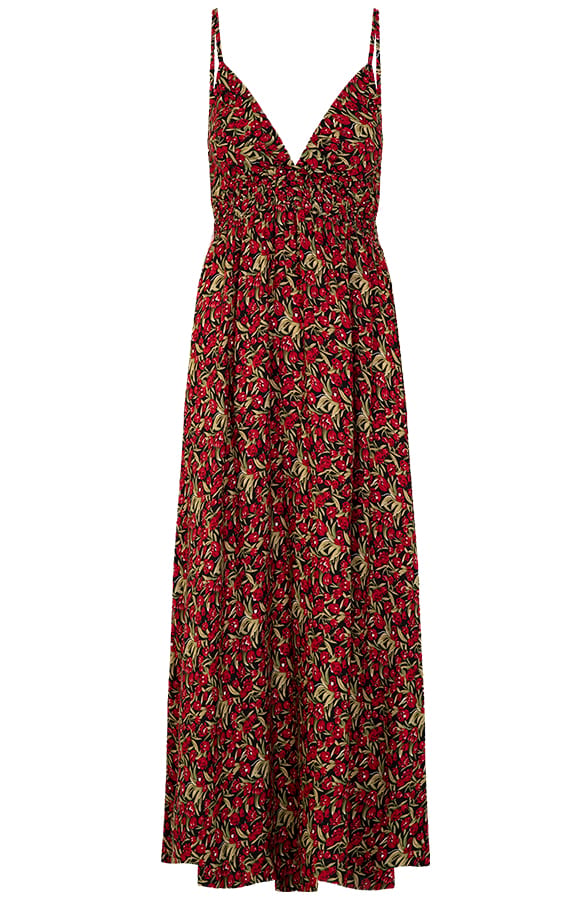 Bloemen Spaghetti Jurk Jacky Zwart Rood – shoparchief
