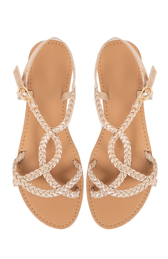 Gevlochten Sandalen Carlijn Champagne – shoparchief