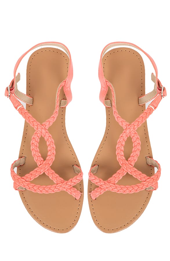 Gevlochten Sandalen Carlijn Koraal – shoparchief
