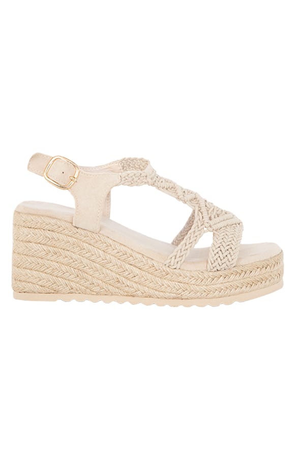 Gevlochten Suede Sleehakken Macy Beige – shoparchief