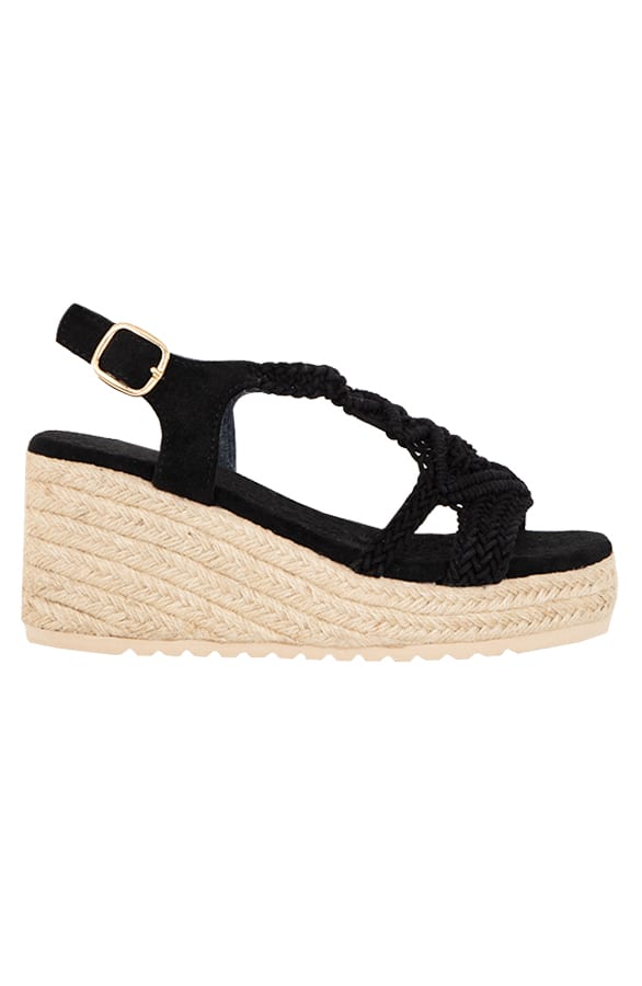 Gevlochten Suede Sleehakken Macy Zwart – shoparchief