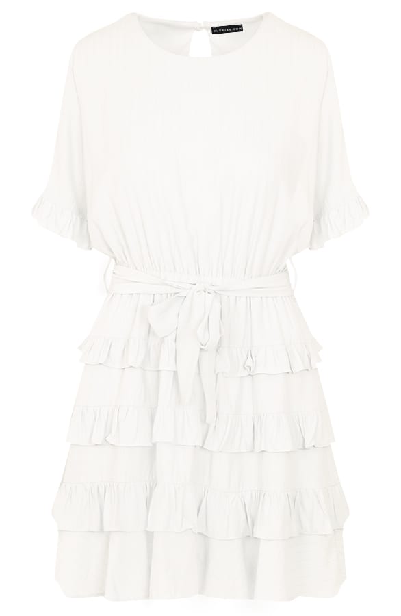 Laagjes Strik Jurk Minou Ecru – shoparchief