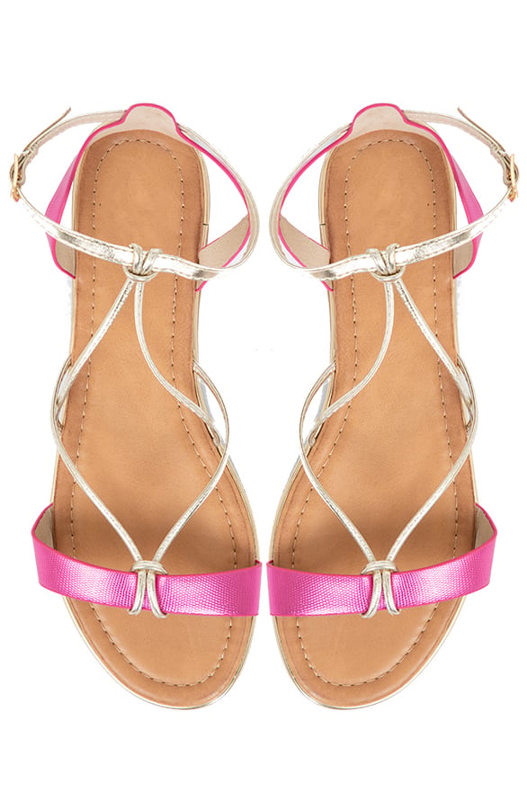 Metallic Retro Sandalen Celeste Fuchsia – shoparchief