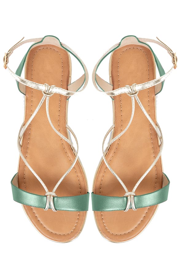 Metallic Retro Sandalen Celeste Mint – shoparchief