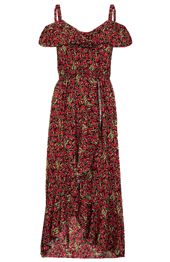 Print Jurk Met Ruffle Mouw Julot Rood – shoparchief