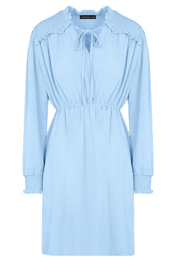 Smocked Schouder Jurk Romy Babyblauw – shoparchief