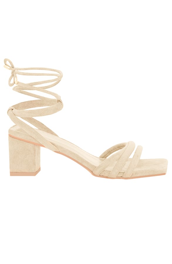 Suede Gevlochten Hakken Christy Beige – shoparchief