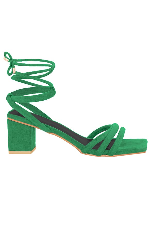 Suede Gevlochten Hakken Christy Groen – shoparchief