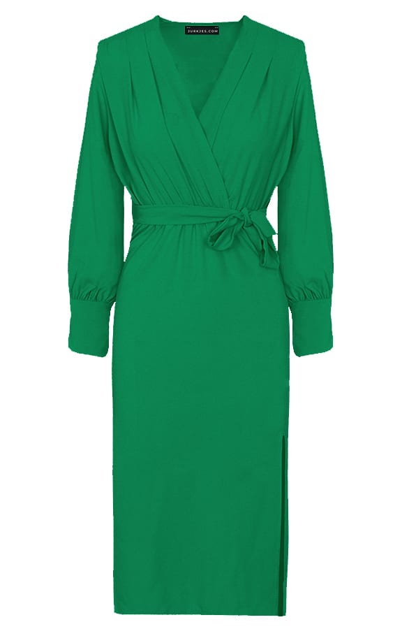 V-hals Jurk Met Split Eva Bright Green – shoparchief