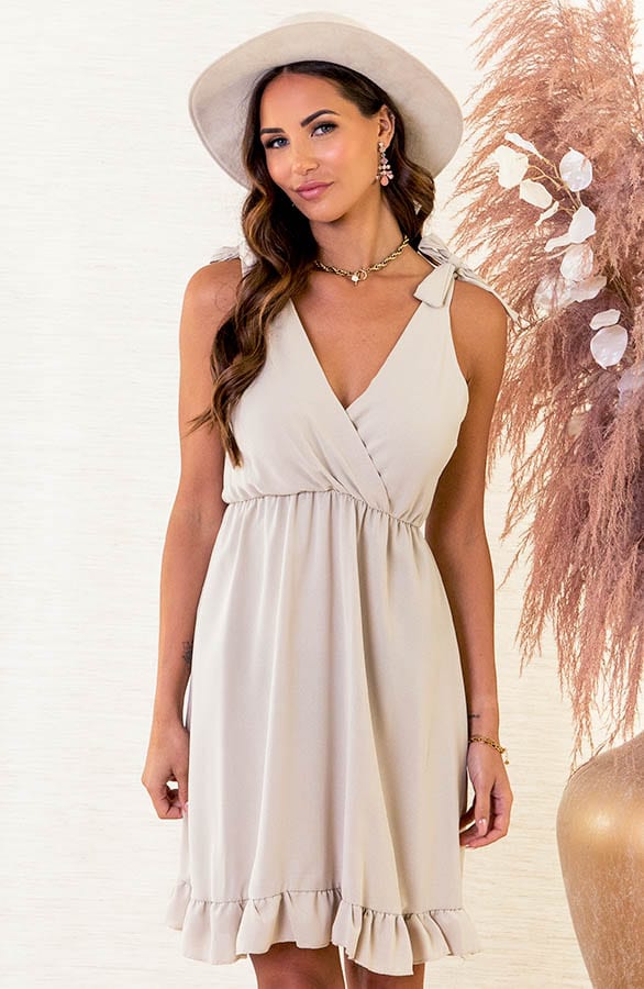 A-lijn Strik Jurk Abby Beige – shoparchief