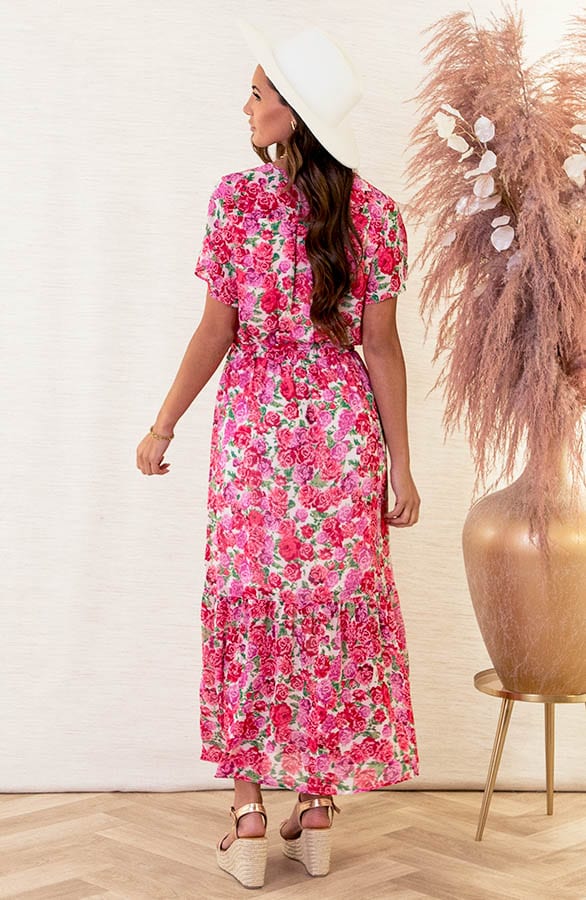 Bloemen Maxi Jurk Liva Fuchsia – shoparchief — foto 4