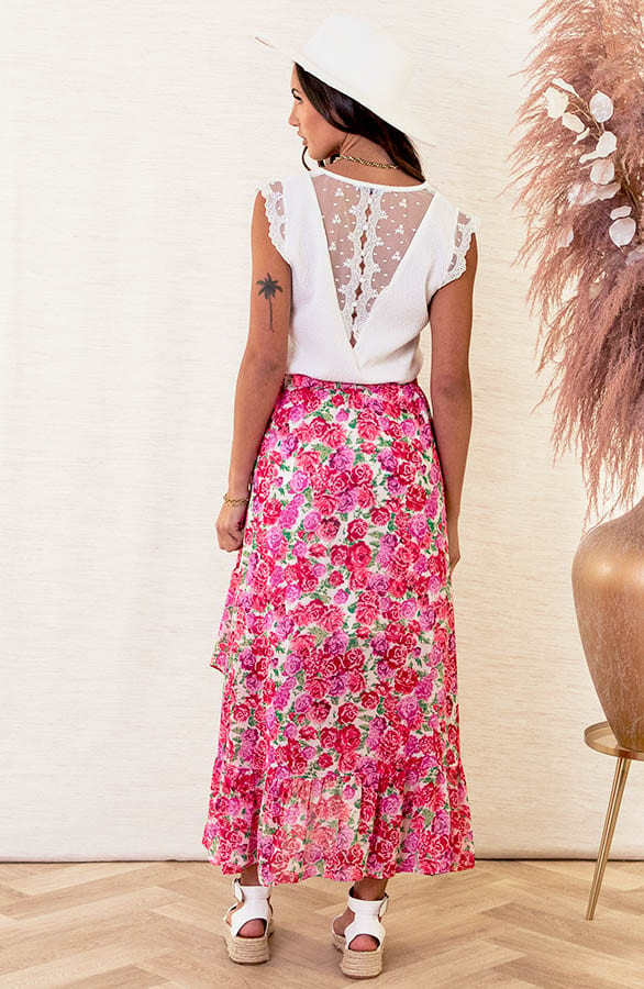 Bloemen Midi Rok Liva Fuchsia – shoparchief — foto 6