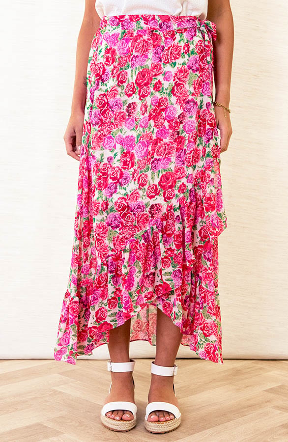 Bloemen Midi Rok Liva Fuchsia – shoparchief