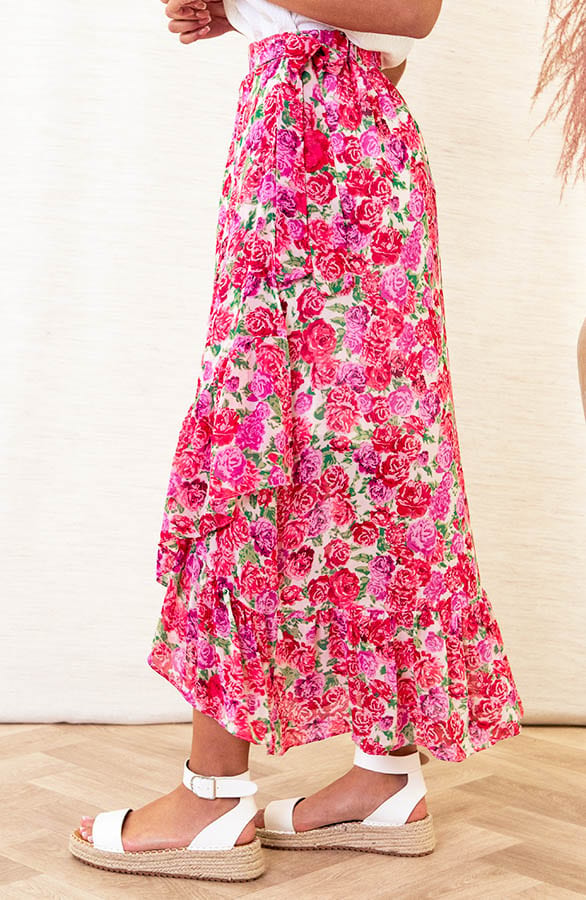 Bloemen Midi Rok Liva Fuchsia – shoparchief — foto 2