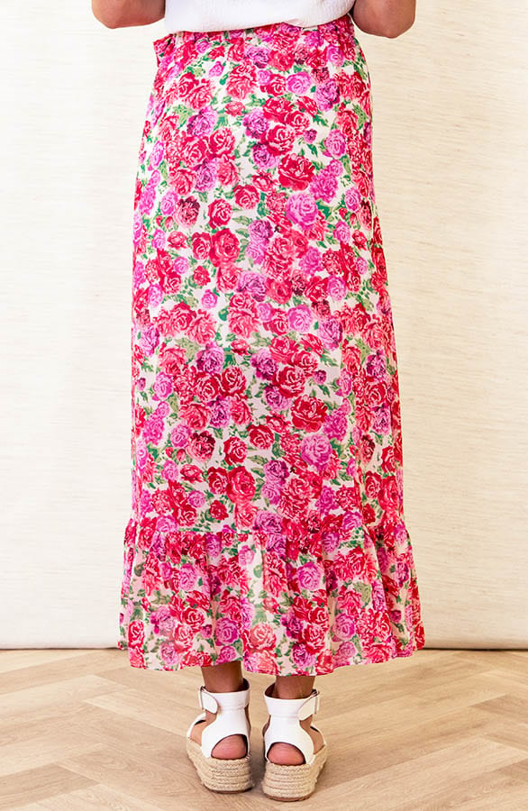 Bloemen Midi Rok Liva Fuchsia – shoparchief — foto 3