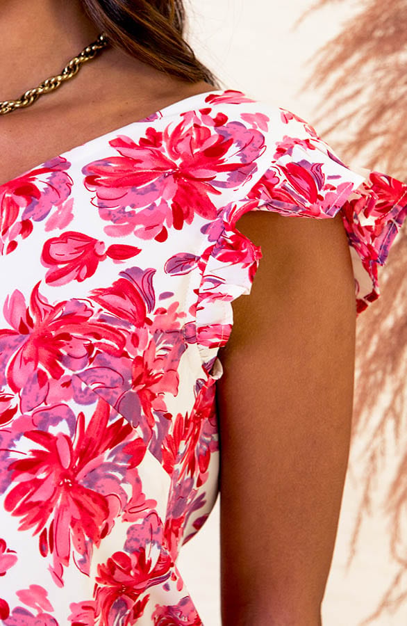 Bloemen Ruches Blouse Taylor Roze – shoparchief — foto 5