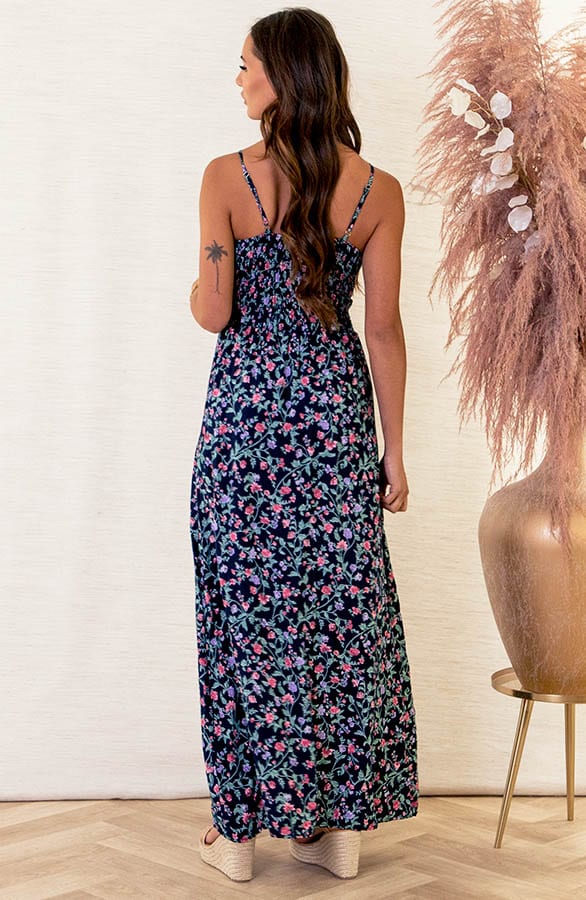 Bloemen Spaghetti Jurk Jacky Blauw – shoparchief — foto 4