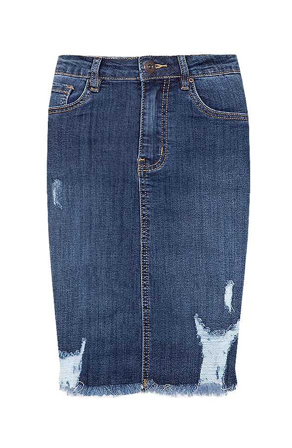 Damaged Spijkerrok Gaby Donkerblauw – shoparchief