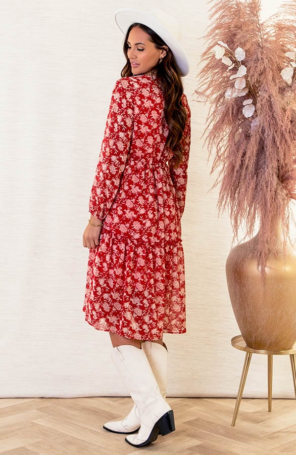 Floral Midi Jurk Charlotte Rood – shoparchief — foto 3