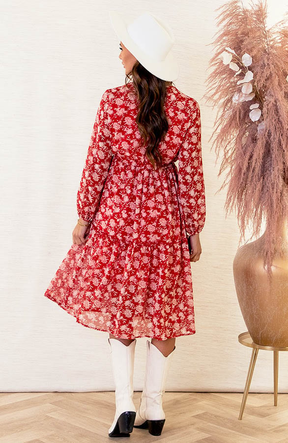 Floral Midi Jurk Charlotte Rood – shoparchief — foto 4