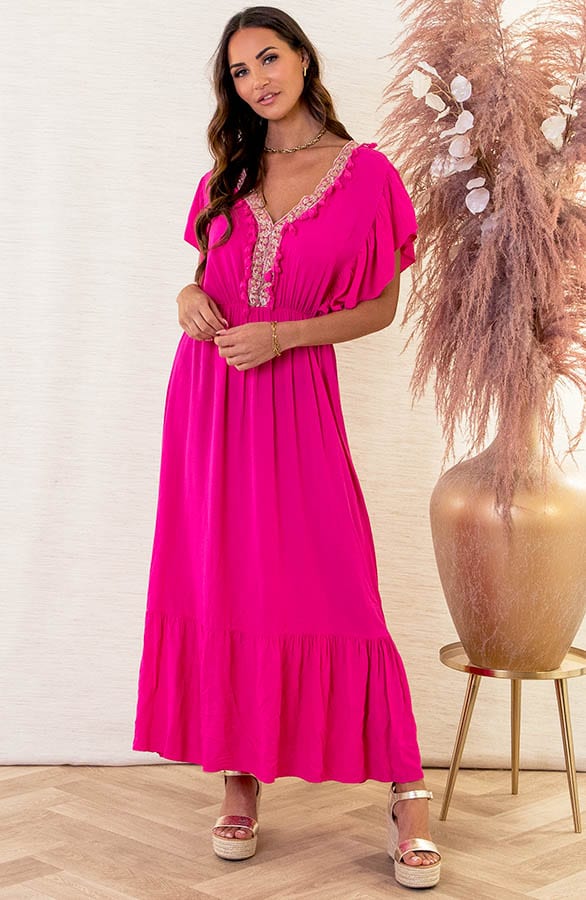 Ibiza Maxi Jurk Megan Fuchsia – shoparchief — foto 2