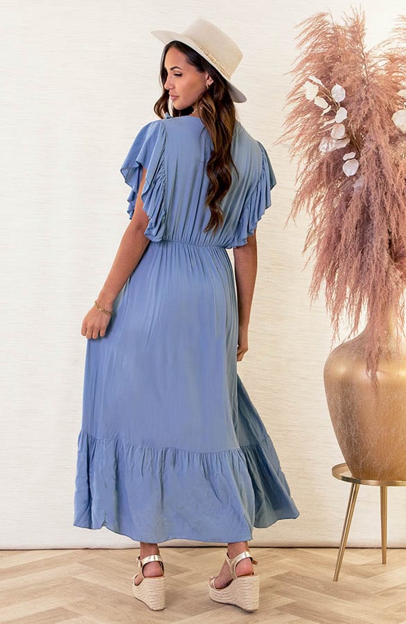 Ibiza Maxi Jurk Megan Jeansblauw – shoparchief — foto 4