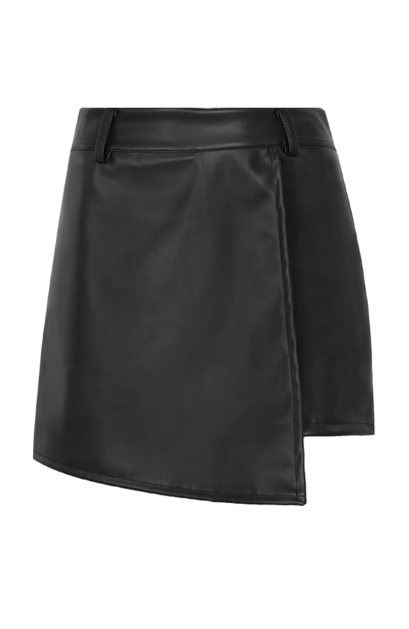 Leren Overslag Skort Merel Zwart β shoparchief
