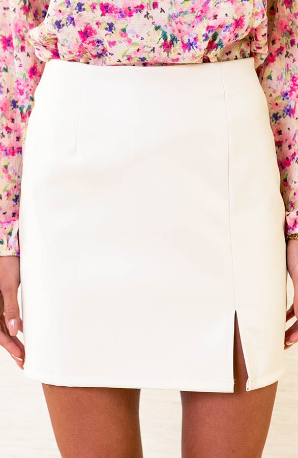 Leren Split Rok Joya Beige – shoparchief