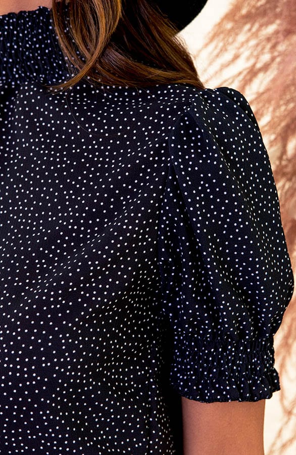 Lynn Top Stippenprint Zwart – shoparchief — foto 5