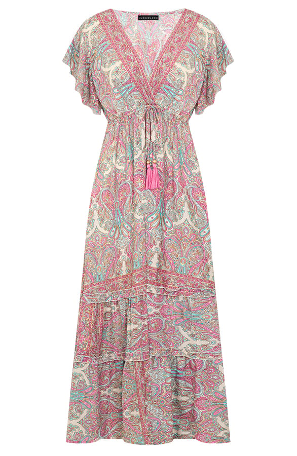 Maxi Paisley Jurk Sanne Mint – shoparchief