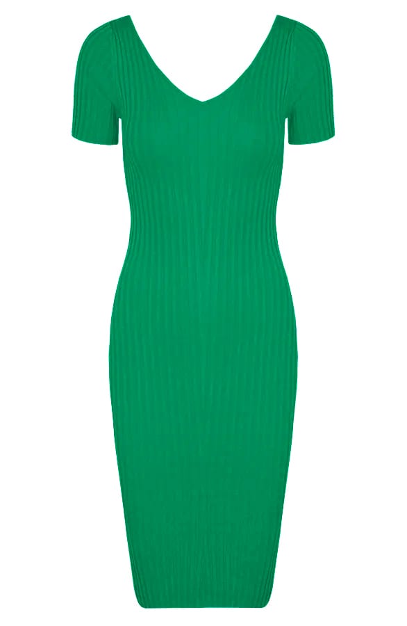 Midi Ribstof Jurk Lorena Bright Green – shoparchief