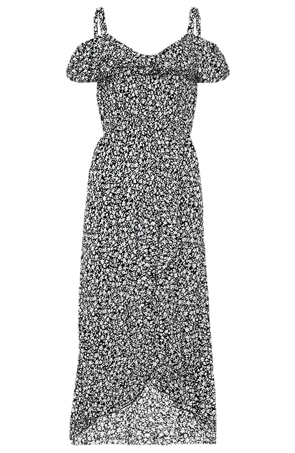 Print Jurk Met Ruffle Mouw Julot Zwart Wit – shoparchief