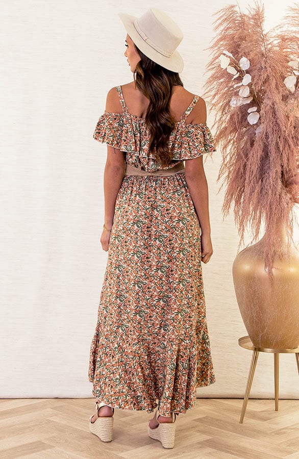 Print Jurk Met Ruffle Mouw Julot Beige – shoparchief — foto 3