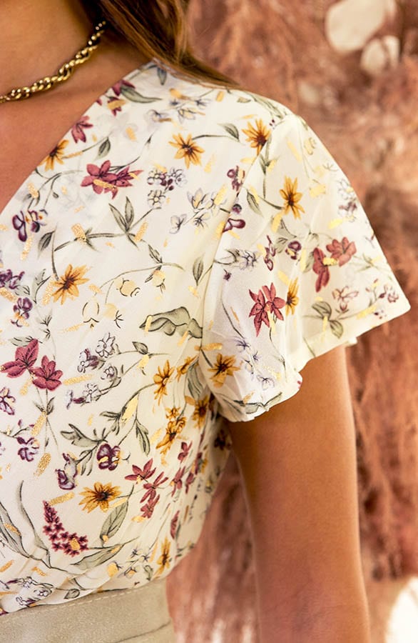 Ruffle Bloemenprint Jurkje Nina Beige – shoparchief — foto 5