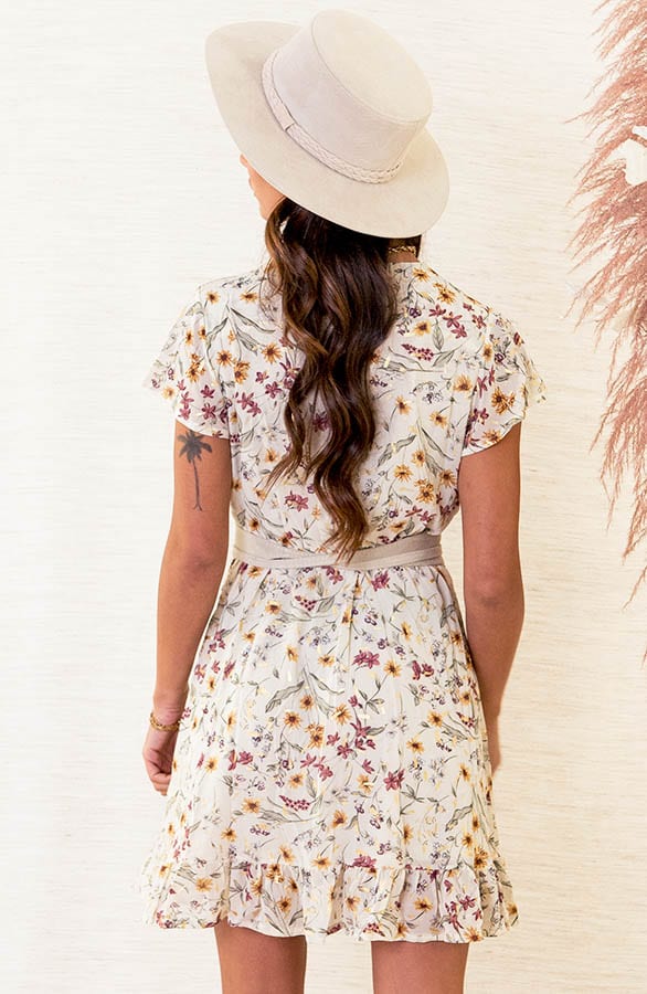Ruffle Bloemenprint Jurkje Nina Beige – shoparchief — foto 3