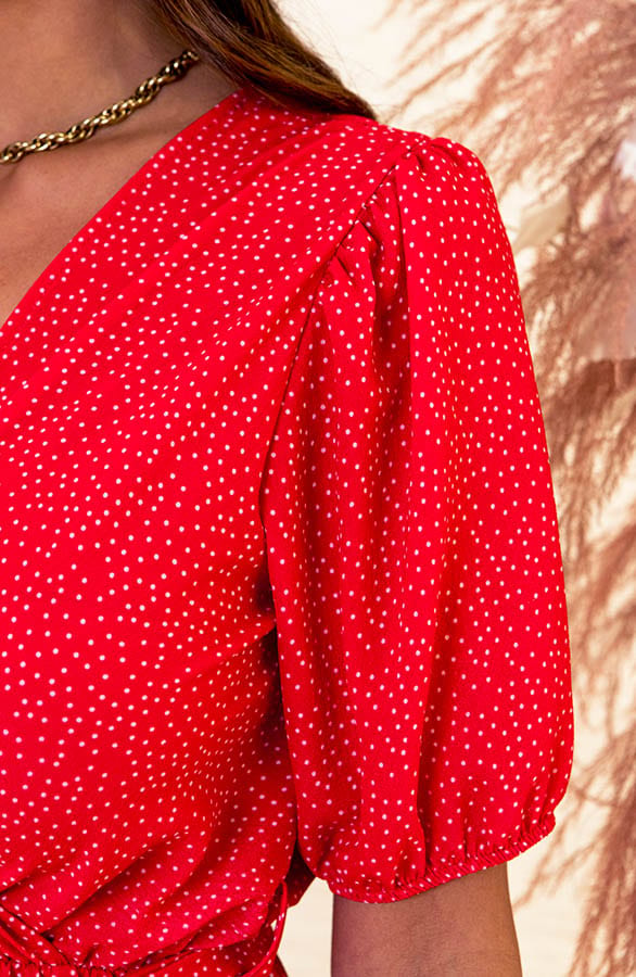 Stippenprint Jurk Heather Rood – shoparchief — foto 5