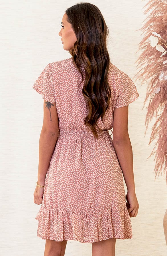 V-hals Hartjes Jurk Kimberly Roze – shoparchief — foto 4
