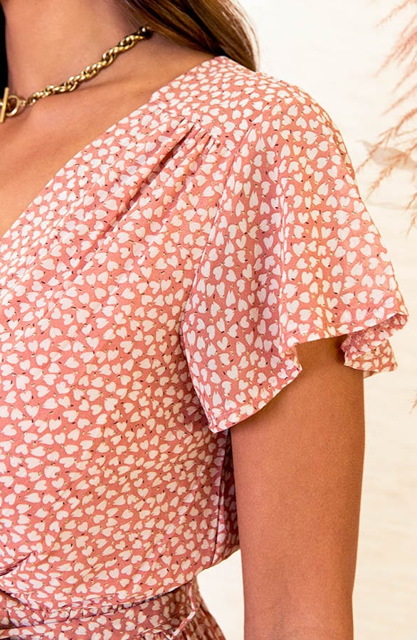 V-hals Hartjes Jurk Kimberly Roze – shoparchief — foto 5