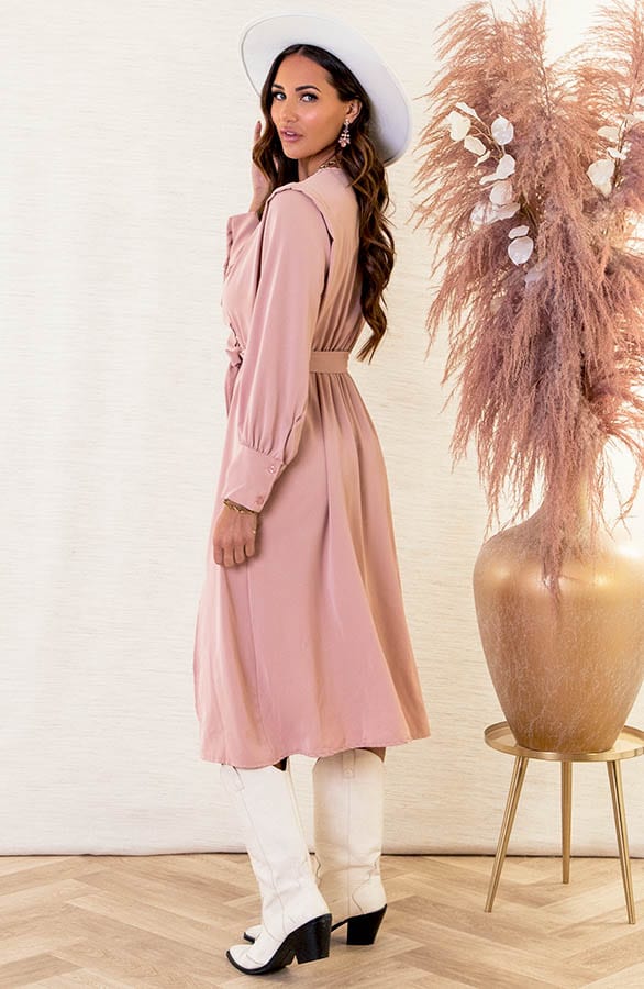 V-hals Jurk Met Split Eva Roze – shoparchief — foto 3