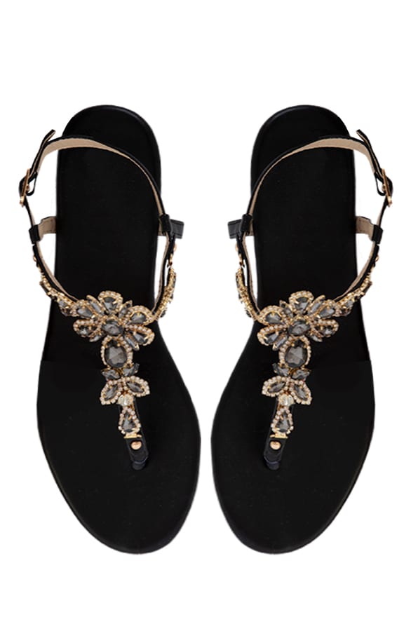 Bloem Sandalen Rosa Zwart Goud – shoparchief
