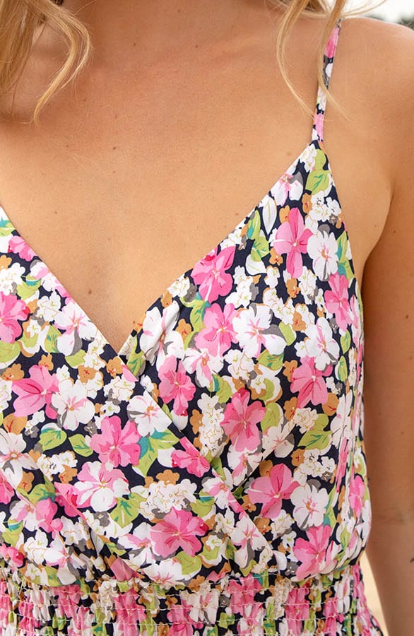 Bloemen Spaghetti Jurk Jacky Kort Roze – shoparchief — foto 5