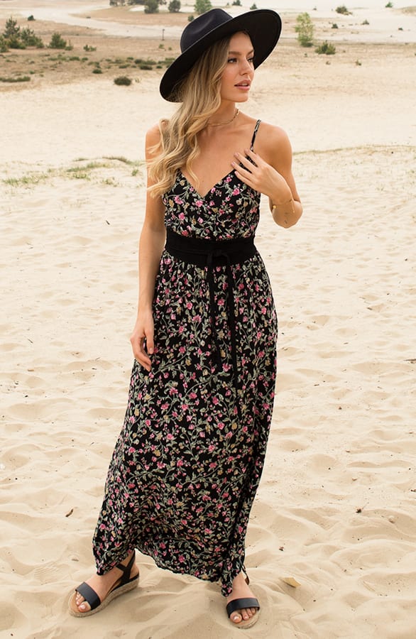 Bloemen Spaghetti Jurk Jacky Zwart – shoparchief — foto 3