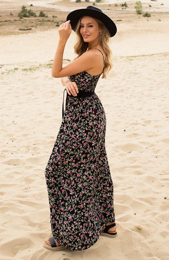 Bloemen Spaghetti Jurk Jacky Zwart – shoparchief — foto 2