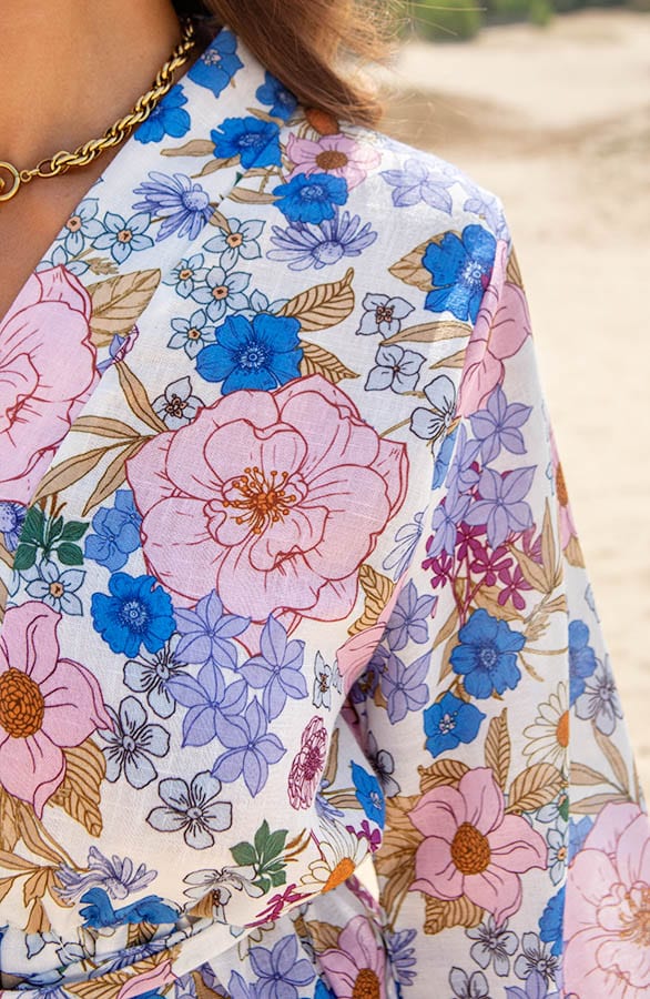 Bloemenprint Strik Jurk Hailey Ecru – shoparchief — foto 4