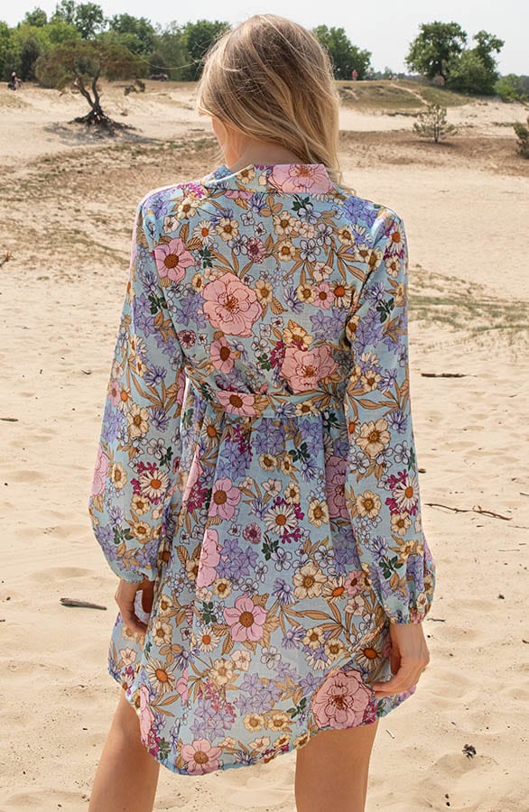 Bloemenprint Strik Jurk Hailey Lichtblauw – shoparchief — foto 4