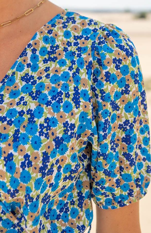 Bloemenprint Strik Jurk Juna Kobalt – shoparchief — foto 5