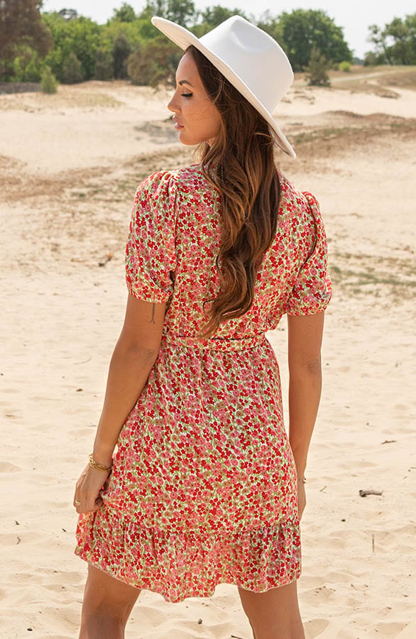 Bloemenprint Strik Jurk Juna Rood – shoparchief — foto 3